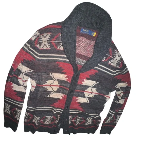 Polo by Ralph Lauren Shawl Collar Cardigan Native Navajo Print - Picture 6 of 9